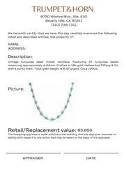 Tiffany & Co. vintage turquoise 18k gold choker necklace