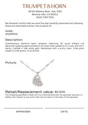 Contemporary diamond 18k white gold heart necklace