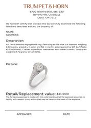 Art Deco GIA 1.53 carat old mine cut diamond platinum engagement ring