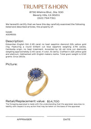 Edwardian English GIA 2.45 carat no heat sapphire diamond 22k yellow gold ring