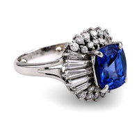 Platinum, Sapphire, and Diamond Ballerina Ring