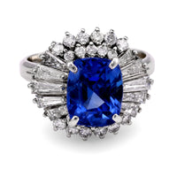 Platinum, Sapphire, and Diamond Ballerina Ring