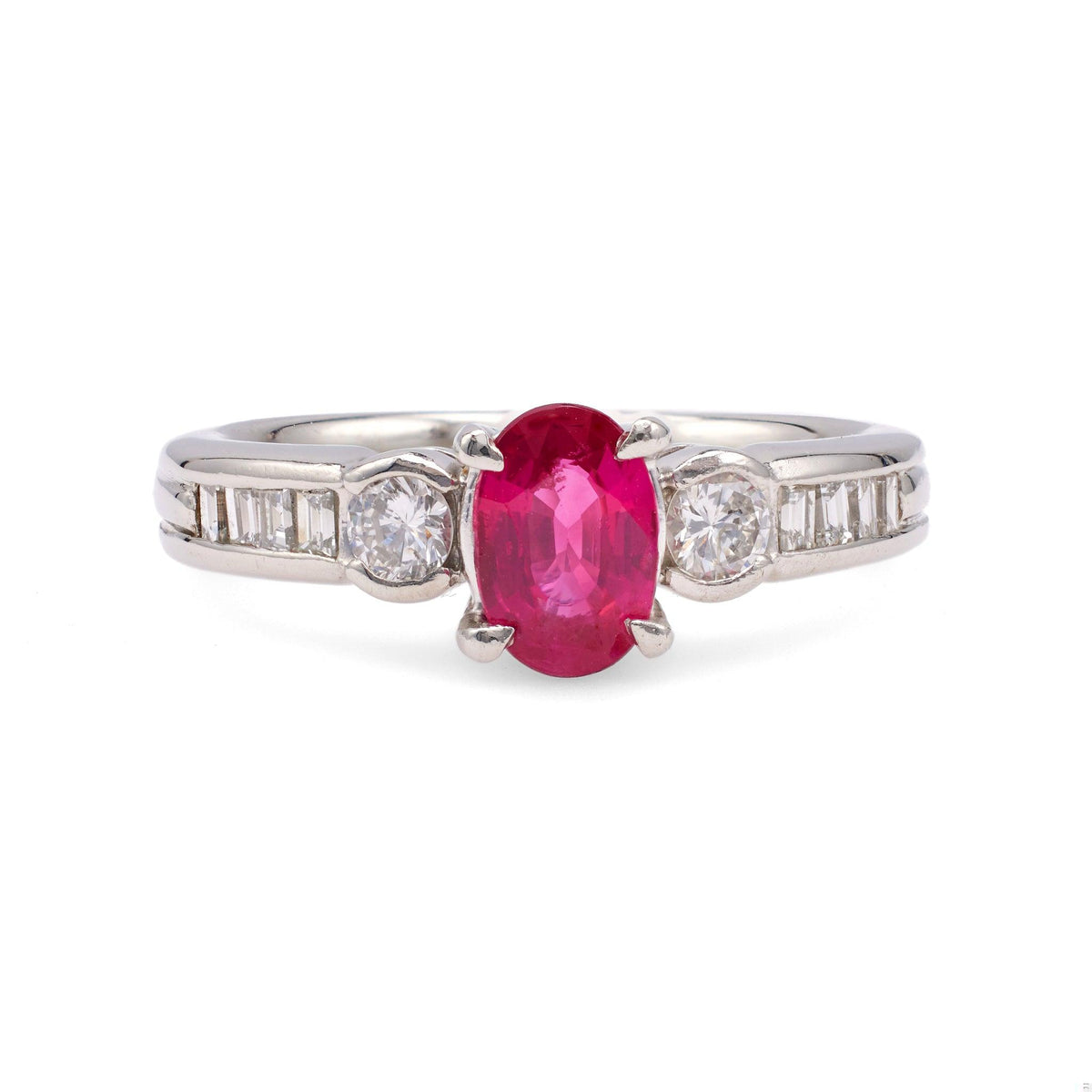 Vintage 0.66 Carat Ruby Diamond Platinum Ring