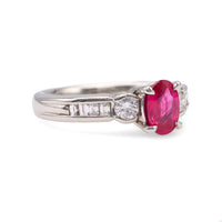 Vintage 0.66 Carat Ruby Diamond Platinum Ring