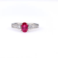 Vintage 0.66 Carat Ruby Diamond Platinum Ring