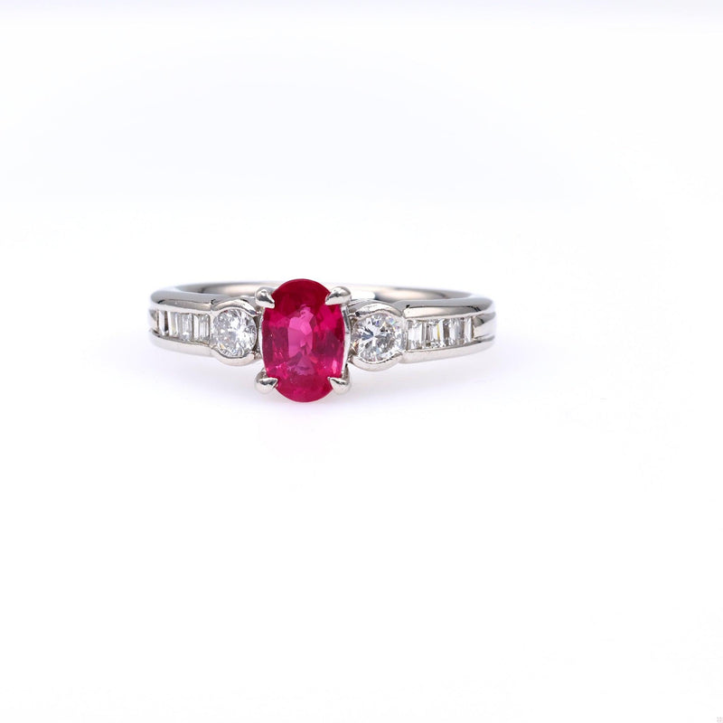 Vintage 0.66 Carat Ruby Diamond Platinum Ring