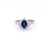 Vintage 0.89 Carat Sapphire and Diamond Platinum Ring