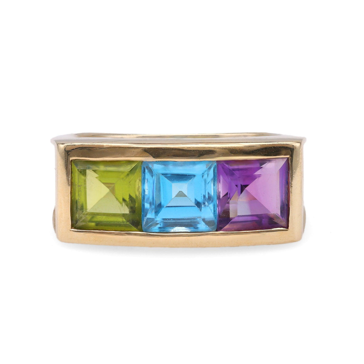 Vintage Amethyst Topaz Peridot 14k Yellow Gold Ring