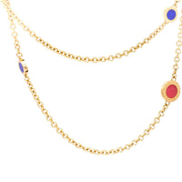 Vintage Bvlgari Gemstone 18k Yellow Gold Disc Necklace