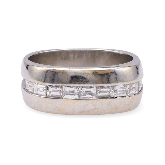 Vintage Diamond 18k White Gold Band Ring