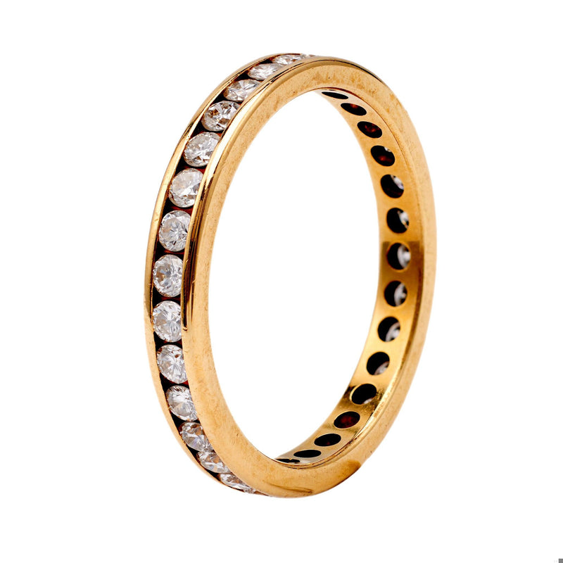 Vintage Diamond 18k Yellow Gold Channel Set Eternity Band