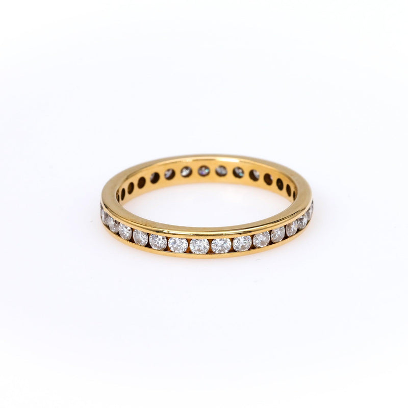 Vintage Diamond 18k Yellow Gold Channel Set Eternity Band