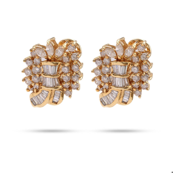 Vintage Diamond 18k Yellow Gold Earrings