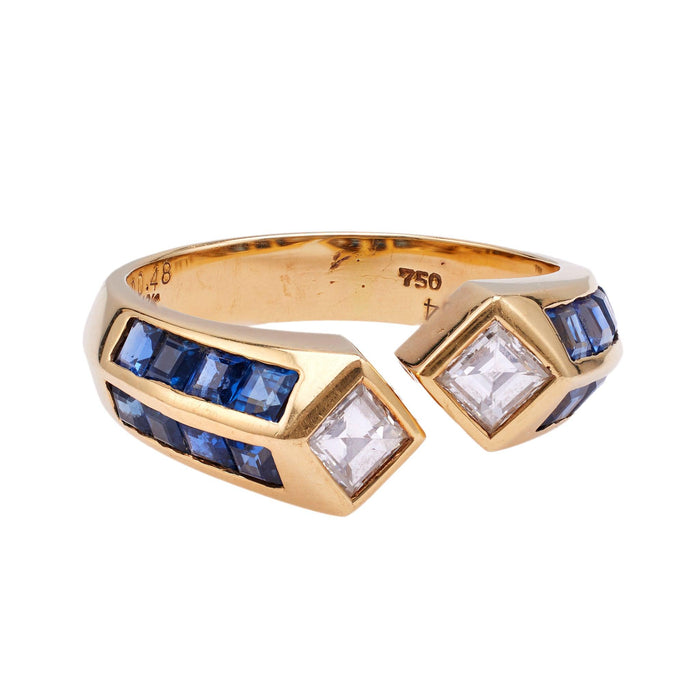 Vintage Diamond and Sapphire 18k Yellow Gold Ring