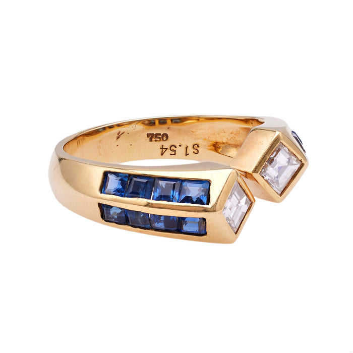 Vintage Diamond and Sapphire 18k Yellow Gold Ring