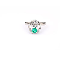 Vintage Emerald Diamond Platinum Spinner Ring