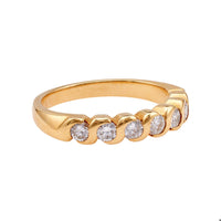 Vintage French Diamond 18k Yellow Gold Half Eternity Band