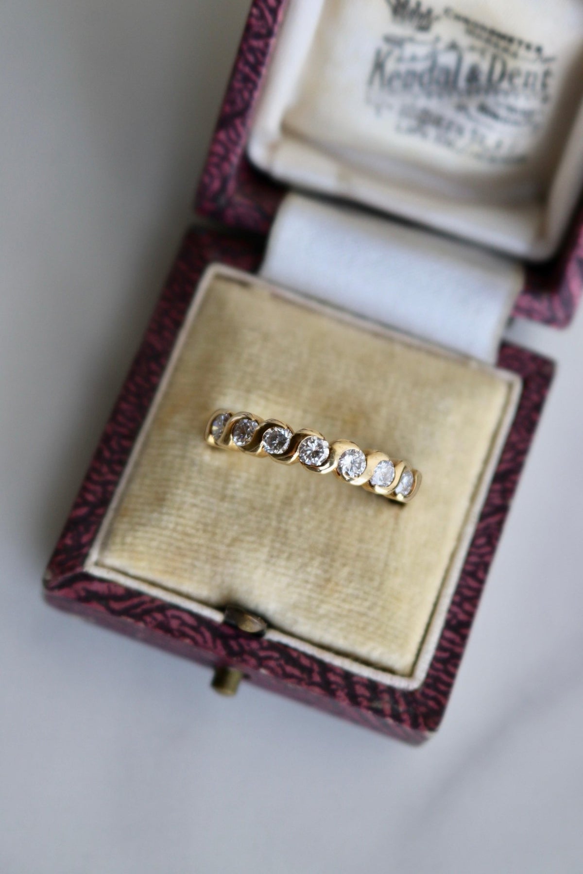 Vintage French Diamond 18k Yellow Gold Half Eternity Band