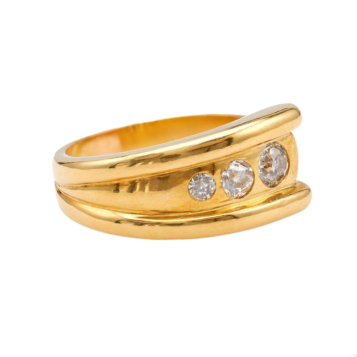 Vintage French Diamond 18k Yellow Gold Ring