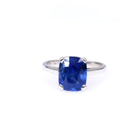 Vintage French GIA 4.24 Carat Ceylon Sapphire 18k White Gold Solitaire Ring