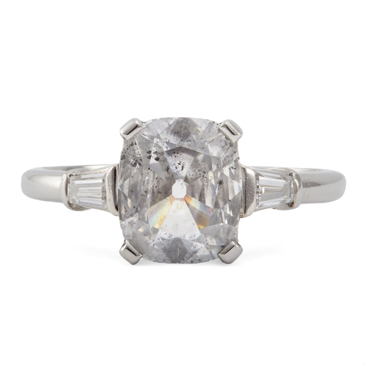 Vintage GIA 1.47 Carat Old Mine Cut Diamond Platinum Ring