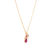 Vintage Ruby Diamond 18k Yellow Gold Pendant Necklace