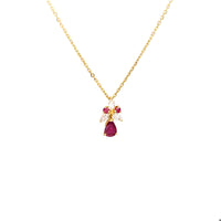 Vintage Ruby Diamond 18k Yellow Gold Pendant Necklace