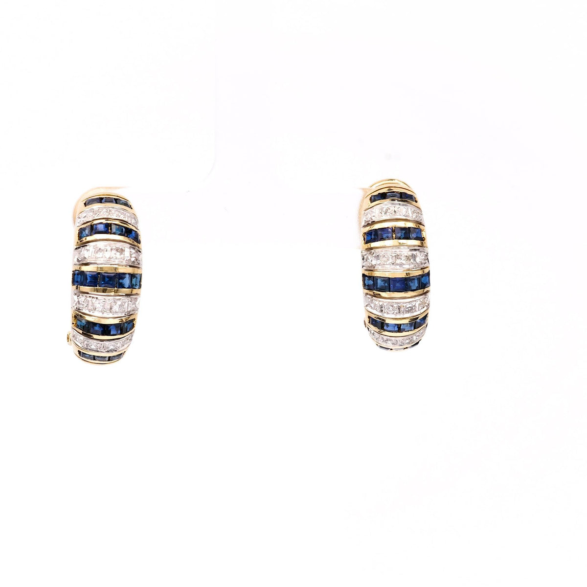 Vintage Sapphire Diamond 14k Gold Earrings