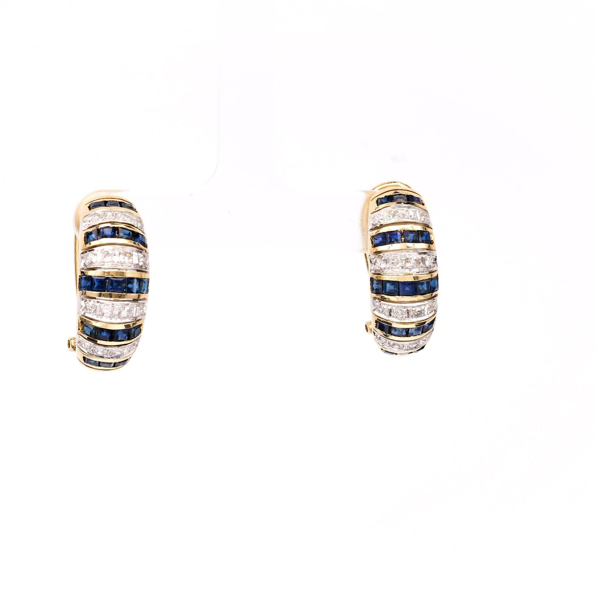 Vintage Sapphire Diamond 14k Gold Earrings