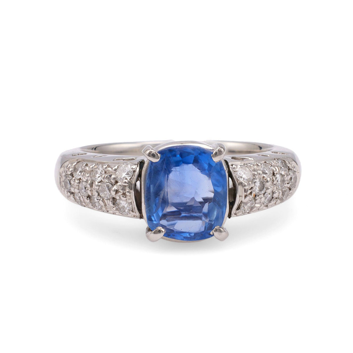 Vintage Sapphire Diamond Platinum Ring