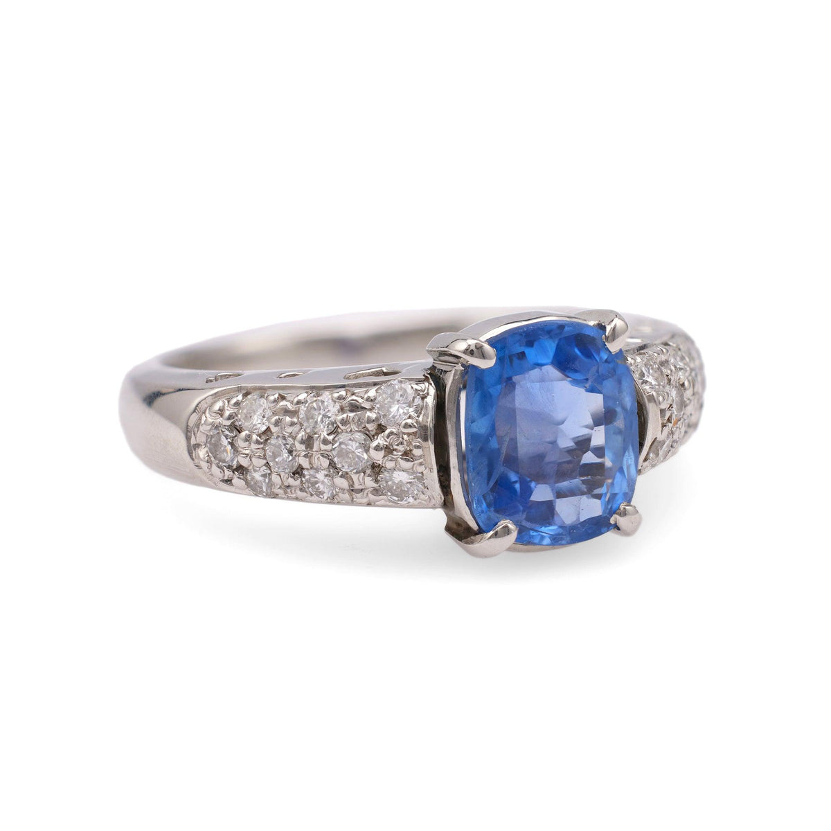 Vintage Sapphire Diamond Platinum Ring