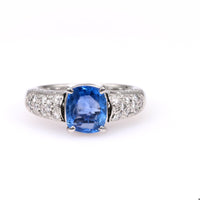 Vintage Sapphire Diamond Platinum Ring