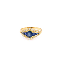 Vintage Sapphire and Diamond 18k Yellow Gold Ring