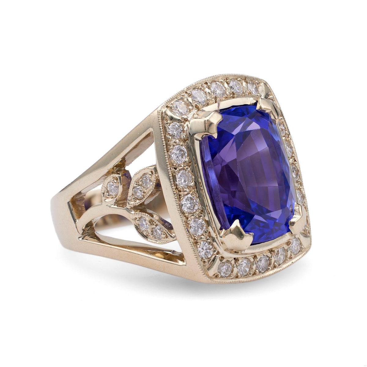 Vintage Tanzanite Diamond 14k White Gold Ring