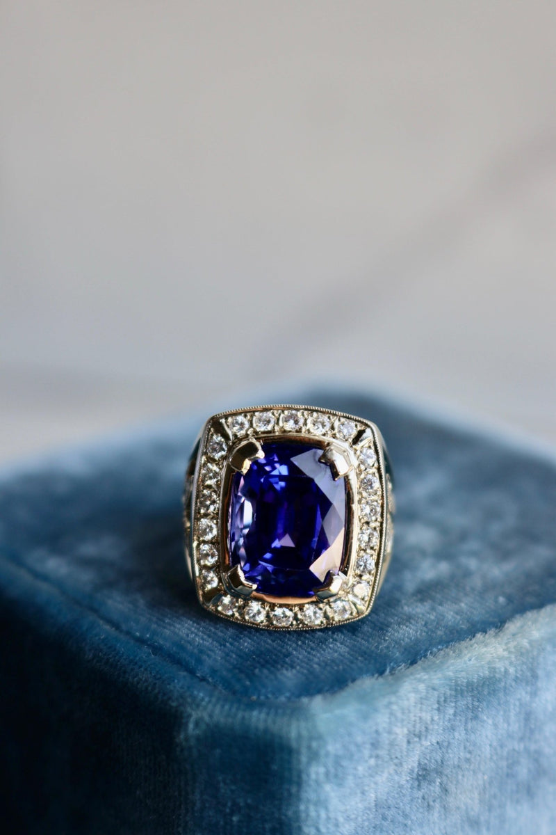 Vintage Tanzanite Diamond 14k White Gold Ring