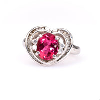 Vintage Tourmaline Diamond Platinum Heart Ring