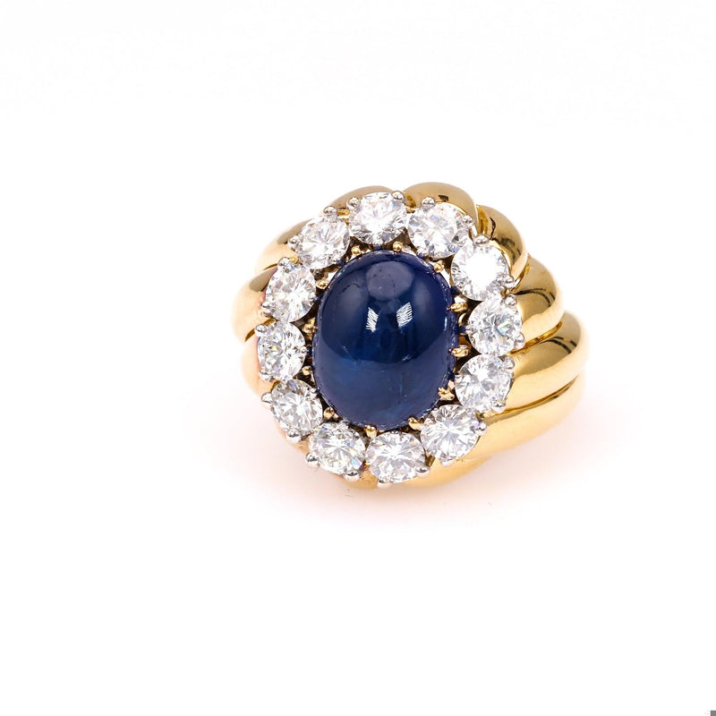 Vintage Van Cleef & Arpels GIA Burma No Heat Sapphire Diamond 18k Yellow Gold Ri