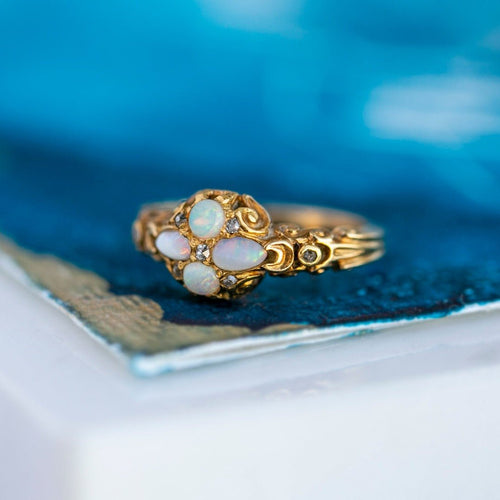 18k Gold Antique Quatrefoil Opal Ring | Arrowtown