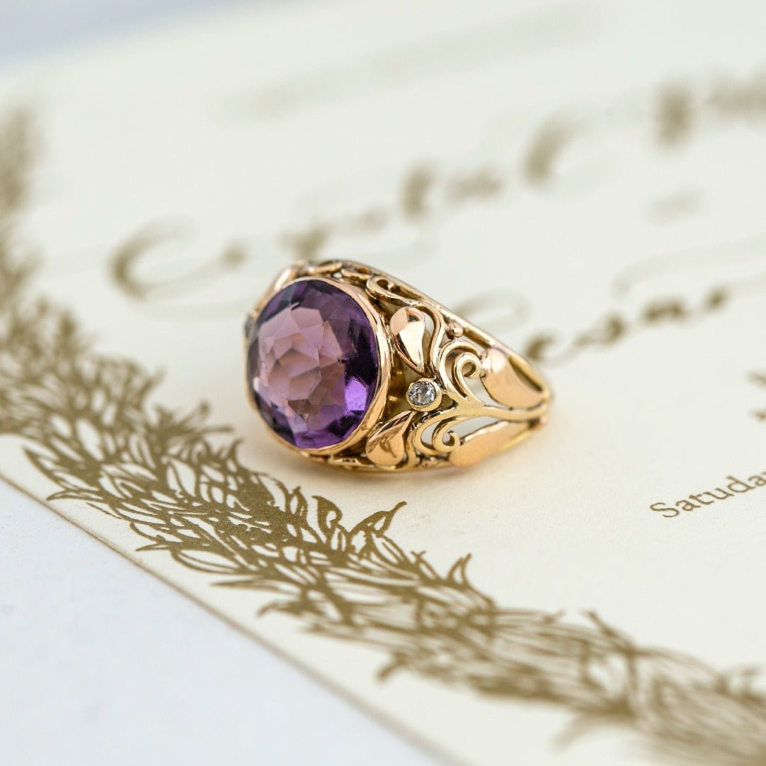 1960s Bulbous Gold & Amethyst Cocktail Ring | Brandywine