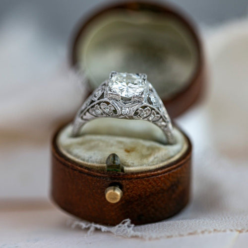 1.36ct Vintage Engraved Platinum Diamond Engagement Ring | Doncaster