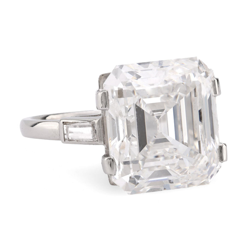 French GIA 10.7 Carat Asscher Cut Diamond Platinum Engagement Ring