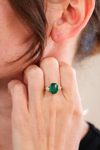 Mid-Century Emerald and Diamond Ring