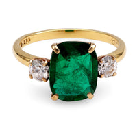 Mid-Century Emerald and Diamond Ring