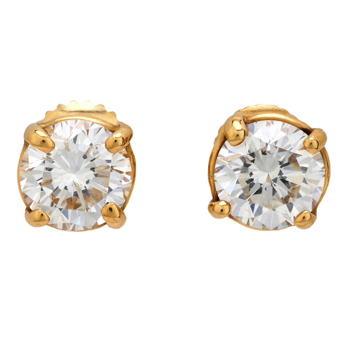 Vintage 1.90 carat diamond 14k yellow gold stud earrings