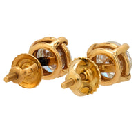 Vintage 1.90 carat diamond 14k yellow gold stud earrings
