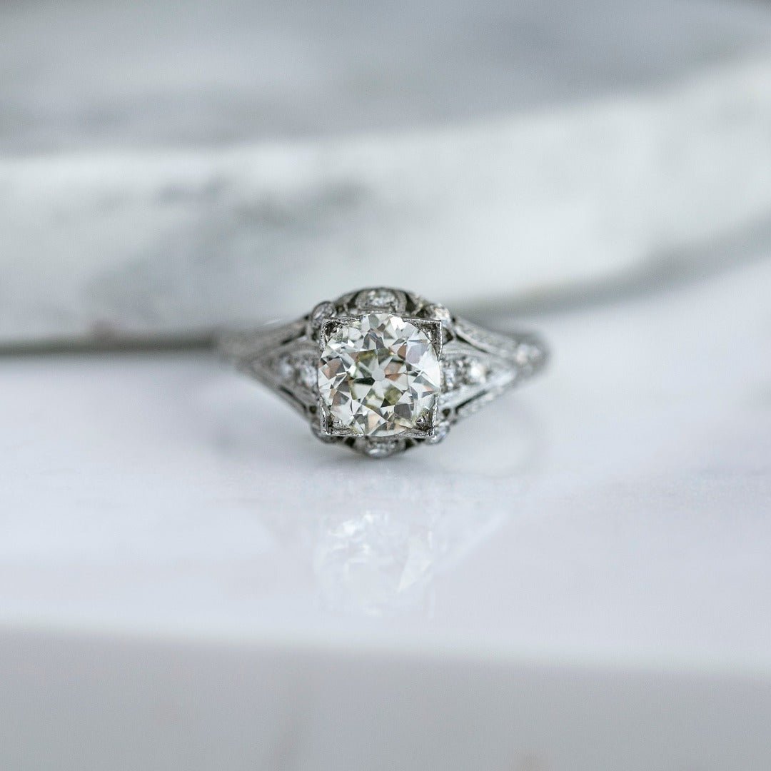 1.40ct Old Euro Vintage Filigree Diamond Engagement Ring | Guilding