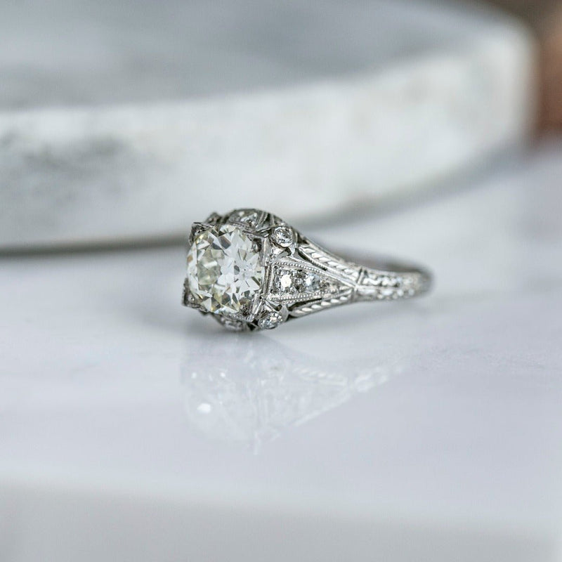 1.40ct Old Euro Vintage Filigree Diamond Engagement Ring | Guilding