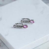 Pink Sapphire and Diamond Drop Earrings