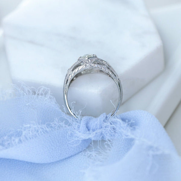 Unique 1.29ct Art Deco Oval Diamond Engagement Ring | Montavilla