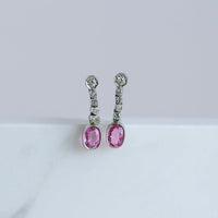 Pink Sapphire and Diamond Drop Earrings